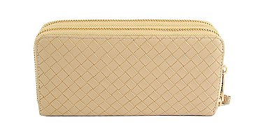 Woven Dual Zipper Wallet with Hand Strap