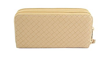 Woven Dual Zipper Wallet with Hand Strap
