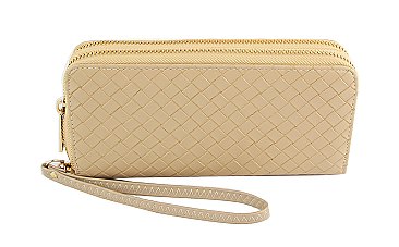 Woven Dual Zipper Wallet with Hand Strap