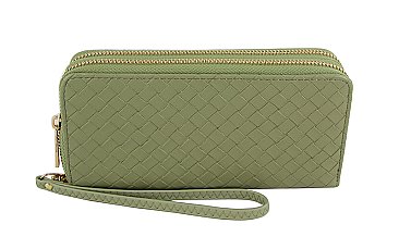 Woven Dual Zipper Wallet with Hand Strap