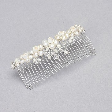 FASHIONABLE BRIDAL RHINESTONE AND PEARL HAIR COMB SLW1001