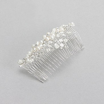 FASHIONABLE BRIDAL RHINESTONE AND PEARL HAIR COMB SLW1003