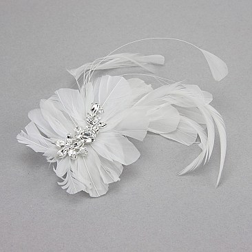FASHIONABLE BRIDAL FEATHER COMB W/ STONE SLW1191