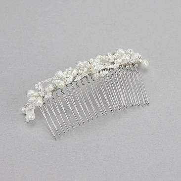 FASHIONABLE BRIDAL HAIR COMB W/ PEARLS / RHINESTONES SLW1199