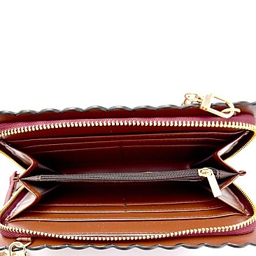 W1617-LP Wavy-cut Embroidered Wallet Cross Body