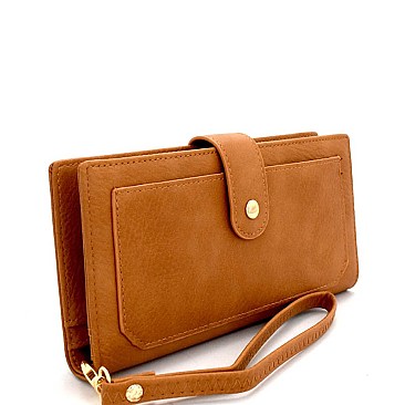 W1770-LP Center Zip-top Compartment Bi-fold Wristlet Wallet