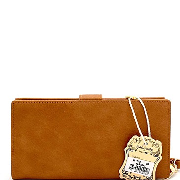 W1770-LP Center Zip-top Compartment Bi-fold Wristlet Wallet