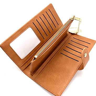W1770-LP Center Zip-top Compartment Bi-fold Wristlet Wallet