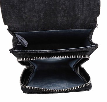 Studded Denim Cell Phone Crossbody Bag