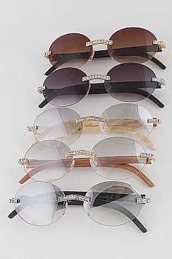 PACK OF 12 Rhinestones Rimless Round Sunglasses