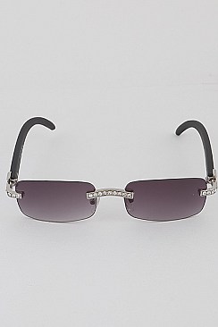 PACK OF 12 Rhinestones Rimless Unique Leg Sunglasses