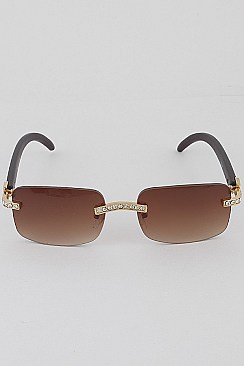 PACK OF 12 Rhinestones Rimless Unique Leg Sunglasses