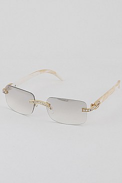 PACK OF 12 Rhinestones Rimless Unique Leg Sunglasses