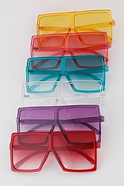 Pack of 12 Oversized Monotone Shield Sunglasses