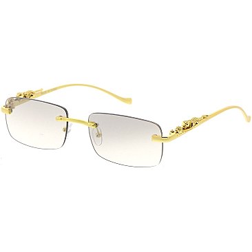 Pack of 12 Leopard Temple Iconic Rimless Sunglasses Set