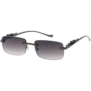 Pack of 12 Leopard Temple Iconic Rimless Sunglasses Set