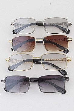 Pack of 12 Snake Accent Retro Rectangular Sunglasses