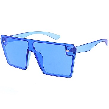 Pack of 12 Transparent Pop Color Shield Sunglasses