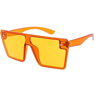 Pack of 12 Transparent Pop Color Shield Sunglasses