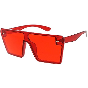 Pack of 12 Transparent Pop Color Shield Sunglasses