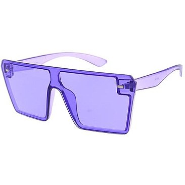 Pack of 12 Transparent Pop Color Shield Sunglasses