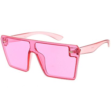 Pack of 12 Transparent Pop Color Shield Sunglasses