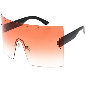 Pack of 12 Oversized Rimless Gradient Shield Sunglasses
