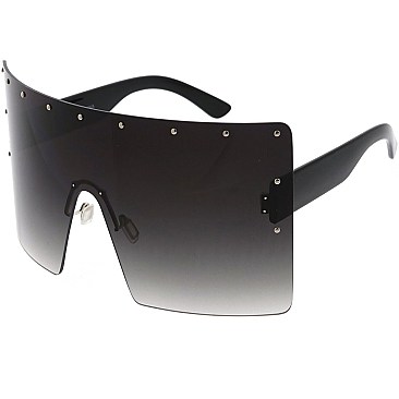 Pack of 12 Oversized Rimless Gradient Shield Sunglasses