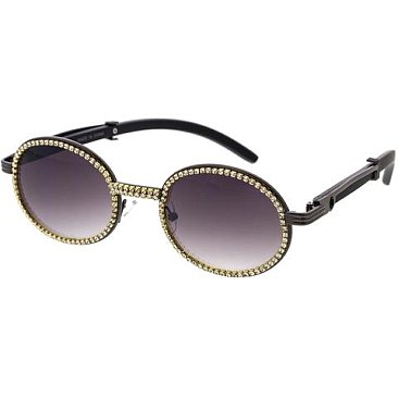 Pack of 12 Vintage Crystal Lined Oval Sunglasses