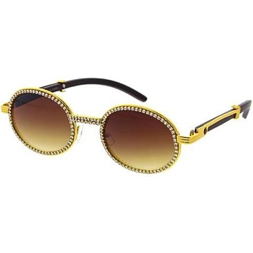 Pack of 12 Vintage Crystal Lined Oval Sunglasses