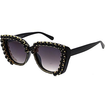 Pack of 12 Elegant Jewel Laced Cateye Frame Sunglasses