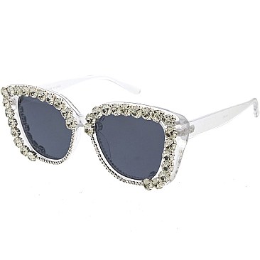 Pack of 12 Elegant Jewel Laced Cateye Frame Sunglasses