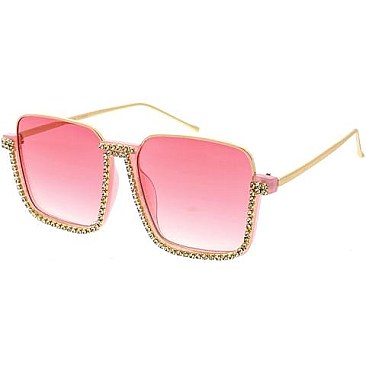 Pack of 12 Crystal Lined Square Sunglasses