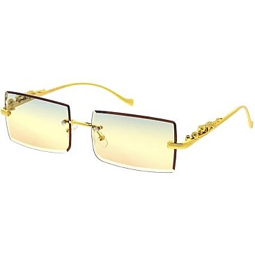 Pack of 12 Leopard Temple Iconic Rimless Sunglasses Set