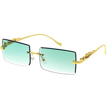 Pack of 12 Leopard Temple Iconic Rimless Sunglasses Set