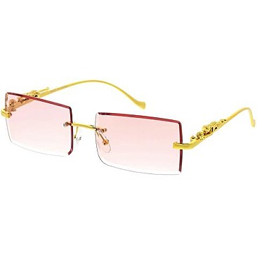 Pack of 12 Leopard Temple Iconic Rimless Sunglasses Set