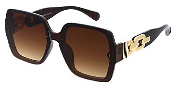 Pack of 12 Bolted Square Striped Chain Temple Sunglasses
