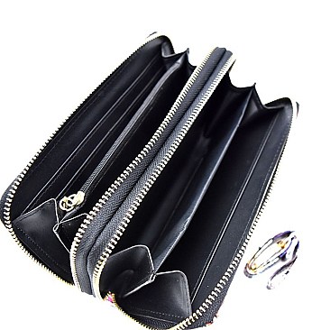 W4099MO-LP Magazine Cover Double Zipper Patent Wristlet Wallet