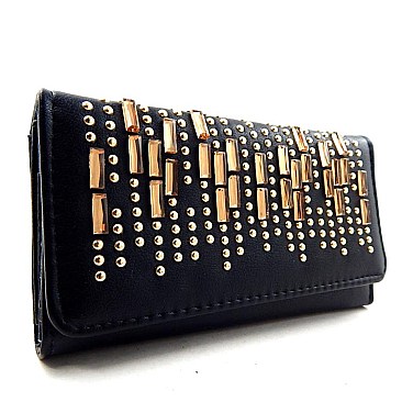 Rhinestone Studded Modern Trifold Wallet