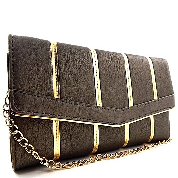 Gold-tone Metal Accent Clutch At Wholesale