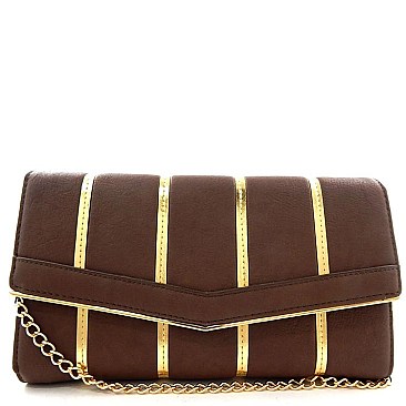 Gold-tone Metal Accent Clutch At Wholesale