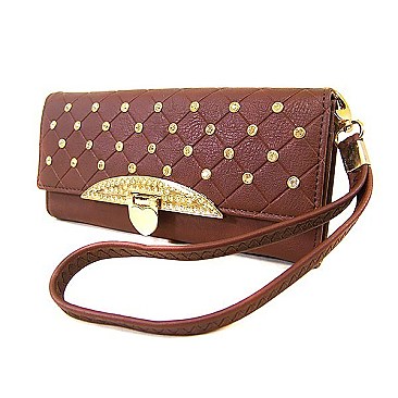 Stoned & Metal Accented Clutch Wallet
