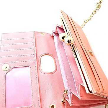 Rhinestone & Hardware Kiss-lock Wallet Cross Body