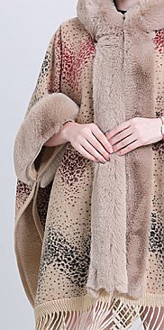 Warm Winter Shawl Wrap Cape With Fur