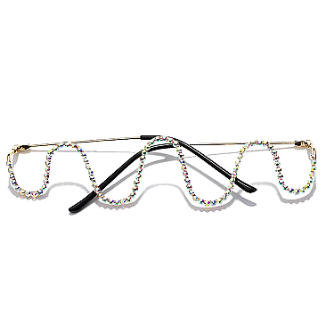 Luxury Lens-Less Décor Rhinestone Waves Punk Eyewear