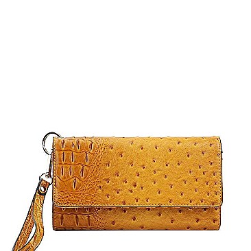 STYLISH CROCO PATTERN MULTI ORGANIZER CELLPHONE CARD WALLET WITH WRISTLET JYWDX-0001