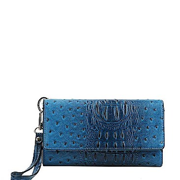 STYLISH CROCO PATTERN MULTI ORGANIZER CELLPHONE CARD WALLET WITH WRISTLET JYWDX-0001