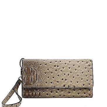 STYLISH CROCO PATTERN MULTI ORGANIZER CELLPHONE CARD WALLET WITH WRISTLET JYWDX-0001