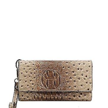 STYLISH CROCO PATTERN MULTI ORGANIZER CELLPHONE CARD WALLET WITH WRISTLET JYWDX-0001