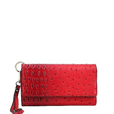 STYLISH CROCO PATTERN MULTI ORGANIZER CELLPHONE CARD WALLET WITH WRISTLET JYWDX-0001